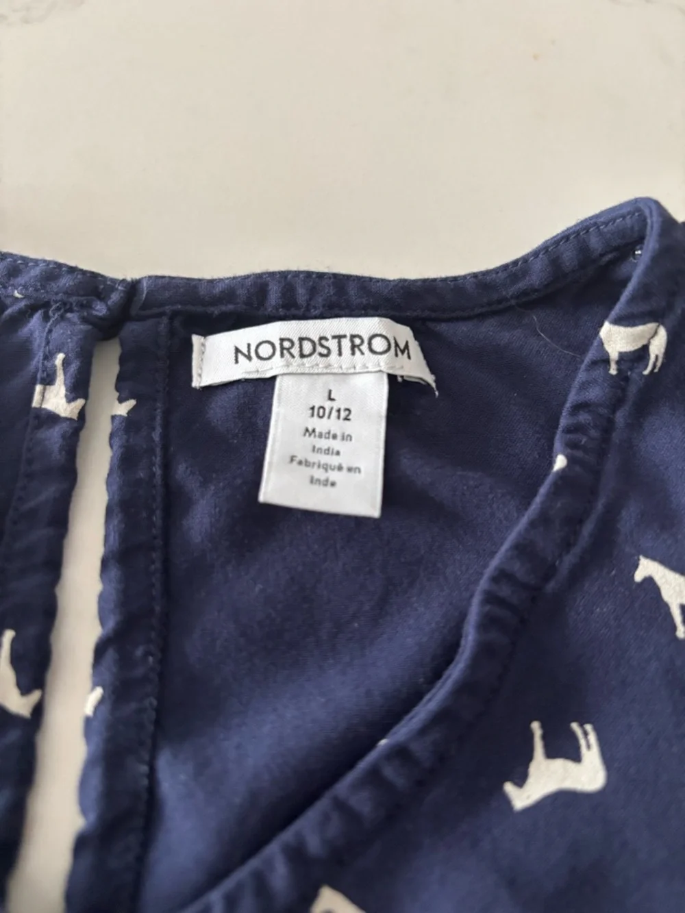 Nordstrom Navy Dog-Print Ruffle Sleeve Tiered Dress